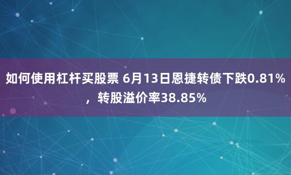 如何使用杠杆买股票 6月13日恩捷转债下跌0.81%，转股溢价率38.85%