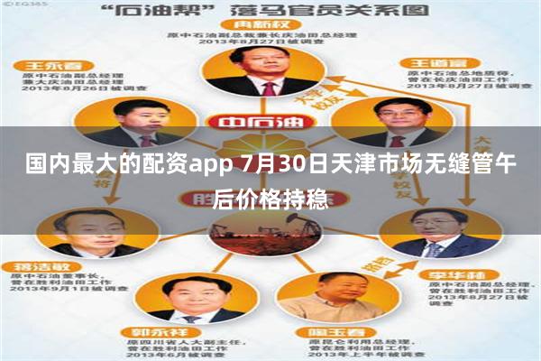 国内最大的配资app 7月30日天津市场无缝管午后价格持稳